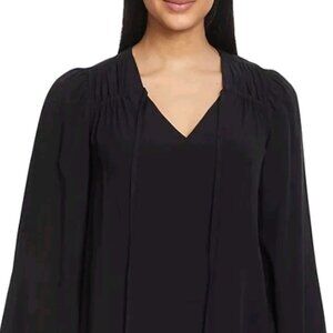 Jessica Simpson Leslie Boho Black Beauty Tunic Woven Blouse V Neck Flowy Large